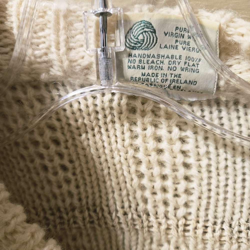 Cyril Cullen Ireland Pure Virgin Wool Knit Button Front Cream Cardigan - Picture 4 of 9